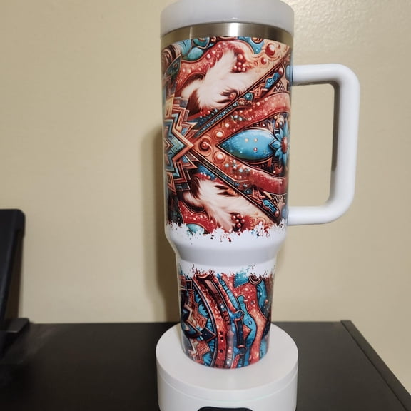40oz Turquoise Aztec Tumbler