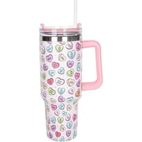 40oz Valentine''s Day Tumbler with Handle Straw and Lid Love Heart Travel Coffee Tumbler Cup for Women Girlfriend Besties Wife Lover Spouse Gifts