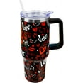 thumbnail image 1 of 40oz Valentines Day Tumbler with Handle and Straw, Valentine''s Day Anniversary Wedding Birthday Gifts for Women Girls, Stainless Steel Double Walled Vacuum Cup (Black), 1 of 6