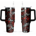 thumbnail image 1 of 40oz Valentines Day Tumbler with Handle and Straw, Valentine''s Day Anniversary Wedding Birthday Gifts for Women Girls, Stainless Steel Double Walled Vacuum Cup (Red), 1 of 1