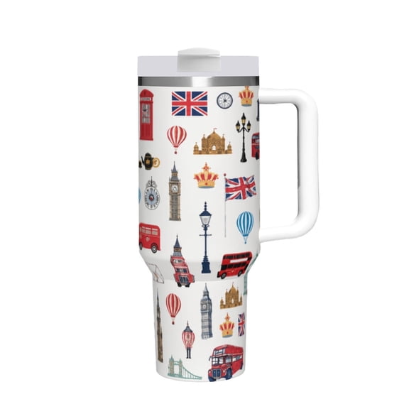 40oz Vintage British London Sightseeing Tumbler, Vacuum Insulated Travel Mug, Perfect Birthday & Christmas Gift