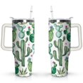 thumbnail image 1 of 40oz Watercolor Cactus Succulents Stainless Steel Flip Straw Tumbler Spill Proof Travel Cup Double Wall Vacuum Insulated Coffee Mug with Top Handle, 1 of 6