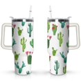 thumbnail image 1 of 40oz Watercolor Cactus Succulents Stainless Steel Flip Straw Tumbler Spill Proof Travel Cup Double Wall Vacuum Insulated Coffee Mug with Top Handle, 1 of 6