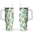 thumbnail image 1 of 40oz Watercolor Cactus Succulents Stainless Steel Flip Straw Tumbler Spill Proof Travel Cup Double Wall Vacuum Insulated Coffee Mug with Top Handle, 1 of 6