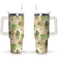 thumbnail image 1 of 40oz Watercolor Cactus Succulents Stainless Steel Flip Straw Tumbler Spill Proof Travel Cup Double Wall Vacuum Insulated Coffee Mug with Top Handle, 1 of 6