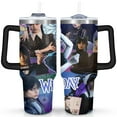 thumbnail image 1 of 40oz Wednesday Girl Stainless Steel Tumbler with Lid and Straw,Wednesday Stuff Merchandise Spill Proof Travel Cup Double Wall Vacuum Insulated Coffee Mug with Handle Black, 1 of 7