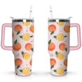 thumbnail image 1 of 40oz Yellow Lemon Pattern Stainless Steel Flip Straw Tumbler Spill Proof Travel Cup Double Wall Vacuum Insulated Coffee Mug with Top Handle, 1 of 6