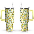 thumbnail image 1 of 40oz Yellow Lemon Pattern Stainless Steel Flip Straw Tumbler Spill Proof Travel Cup Double Wall Vacuum Insulated Coffee Mug with Top Handle, 1 of 6