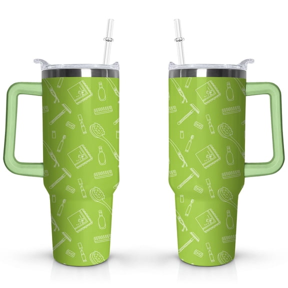 40oz Zero Waste Dentist Stainless Steel Flip Straw Tumbler Spill Proof Travel Cup Double Wall Vacuum Insulated Coffee Mug with Handle