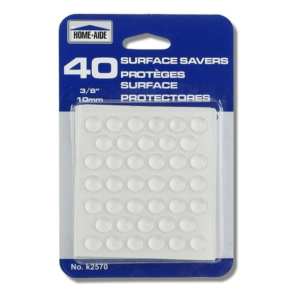 40pc 3/8" Surface Saver Plastic Adhesive Bumper Pads - Protects Floors & Furniture