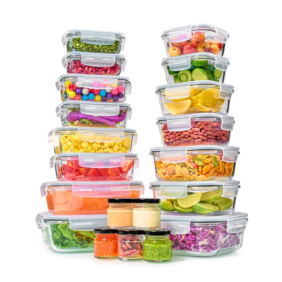 40pc Glass Food Storage Containers with Airtight Lids, Meal Prep & Kitchen Organization