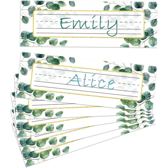40pc Paper Manuscript Name Plates Writable Name Labels with 40Pcs Double-sided Adhesive for Classroom Desk Name Leaf 228.6x76.2mm