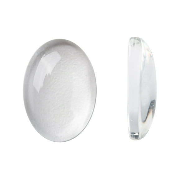 40pc Transparent Oval Glass Cabochons Clear 14x10x3mm