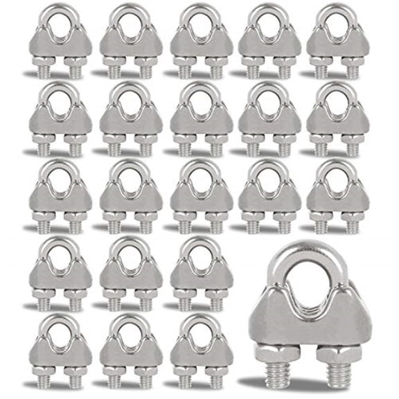 40pcs 1/4" M6 Wire Rope Clip Cable Clamps Galvanized high Quality Steel Material, U-Bolt Saddle Fasteners - can be Used for Tent Ropes, Wire Ropes, Wire and Cable, clotheslines
