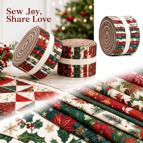 40pcs of 1 set Christmas Tree and Flower Plaid Fabric Bundle for Patchwork Quilting and Sewing Crafts, 2.6 x 3.9 Inch Cotton Pre-Cut Squares with Festive Patterns