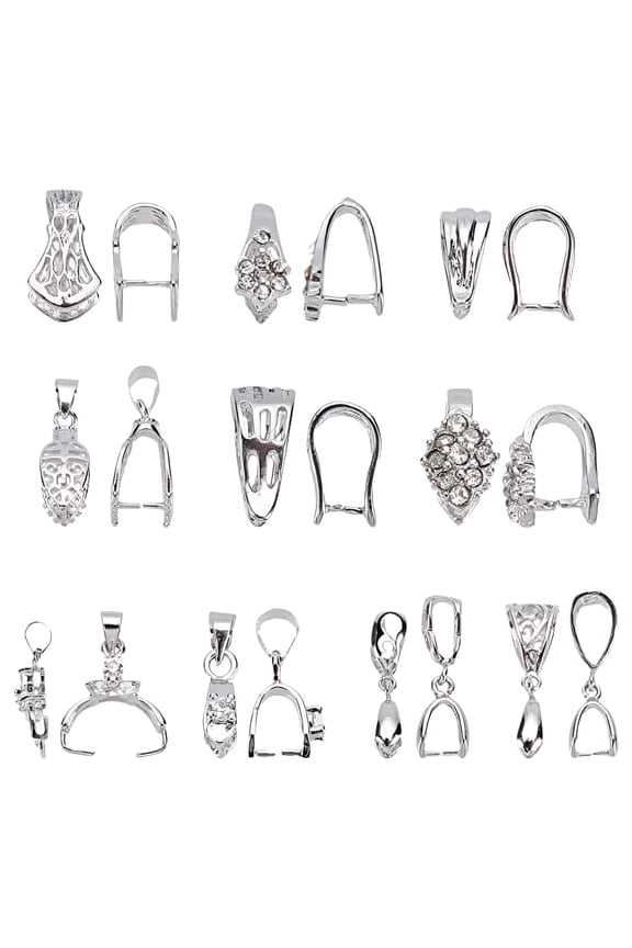 40pcs 10 Styles Brass Pendant Pinch Bails Ice Pick Pinch Bail Bead Pendant Connector