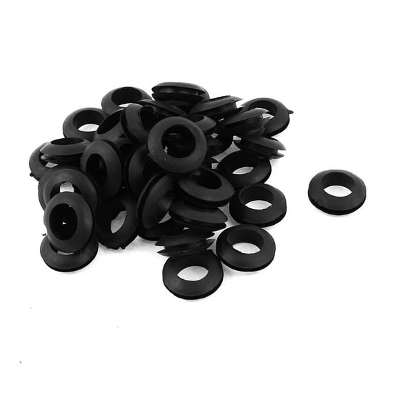 40pcs 10mm Inner Dia Black Rubber Electrical Round Wire Grommets Gasket