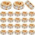 thumbnail image 1 of 40pcs 12mm Rhinestone European Spacer Beads Diamond Crystal Charm Beads Rondelle Loose Beads with 8mm Large Hole for DIY Bracelet Crafts Jewelry Making, KC Golden, 1 of 7