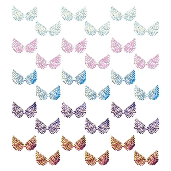 40pcs 2.5 Inch Laser Angel Wings Fabric Embossed Iridescent Wings Patches Applique 5 Colors Mini Wings Crafts for DIY Craft Decoration Clothing