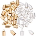 thumbnail image 1 of 40pcs 2 Colors Column Cord Ends 201 Stainless Steel End Caps 4mm Inner Diameter Smooth End Caps Terminators Cord Finding for Jewelry Making Kit Colorful, 1 of 5