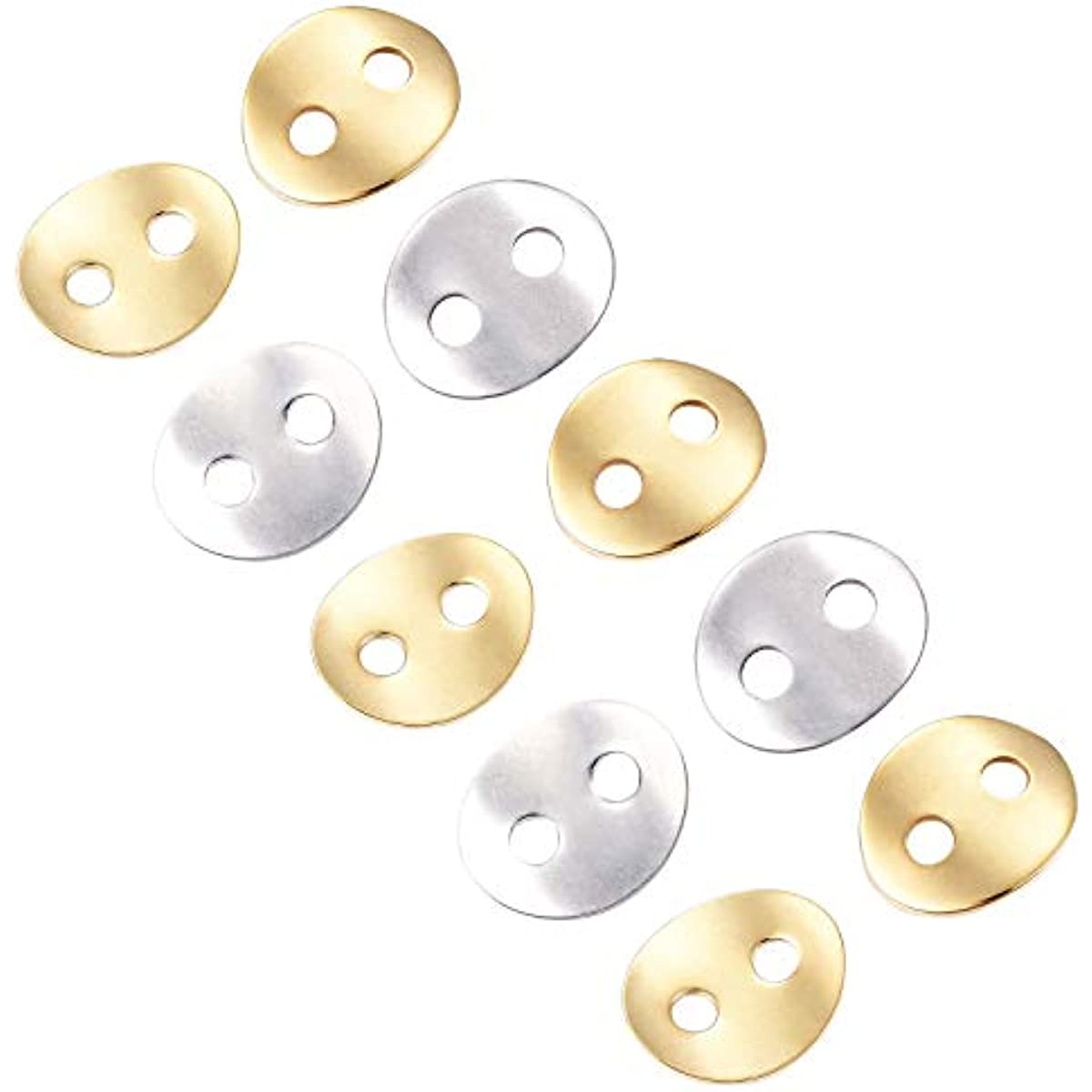 40pcs 2 Colors Stainless Steel Buttons Oval Buttons 2 Holes Sewing ...