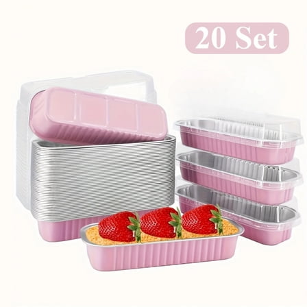 40pcs (20 boxes + 20 lids) mini rectangular foil baking pans with lids,daily baking and Christmas. Category: Baking & Snack Pans