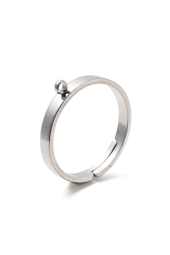 40pcs 304 Stainless Steel Adjustable Ring Components Loop Ring Base Stainless Steel color 2mm Hole: 1.5mm Inner Diameter: 17mm