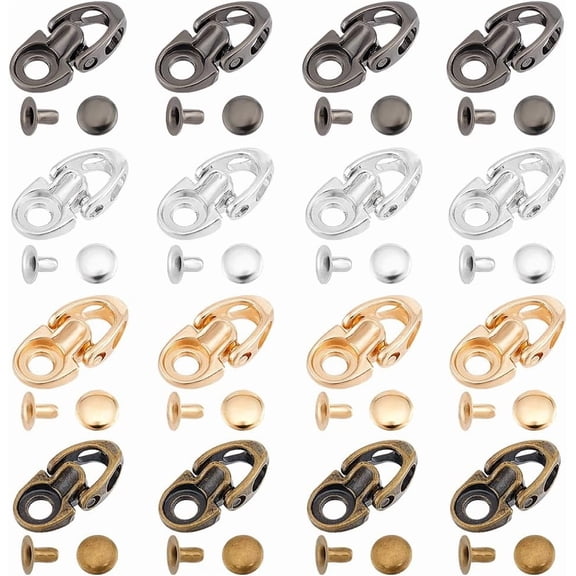 40pcs 4 Colors Shoelace Hooks Laces Hooks Metal Buckles Loop Ring D Ring Buckle Alloy Eyelet Buckle for DIY Making