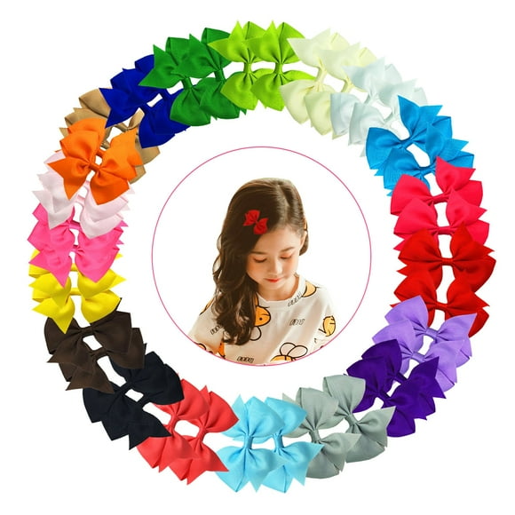 40pcs 4'' Hair Bows Clips, EEEkit Grosgrain Ribbon Hair Alligator Clips with 20 Solid Colors for Girls