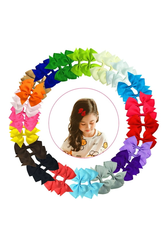 40pcs 4'' Hair Bows Clips, EEEkit Grosgrain Ribbon Hair Alligator Clips with 20 Solid Colors for Girls