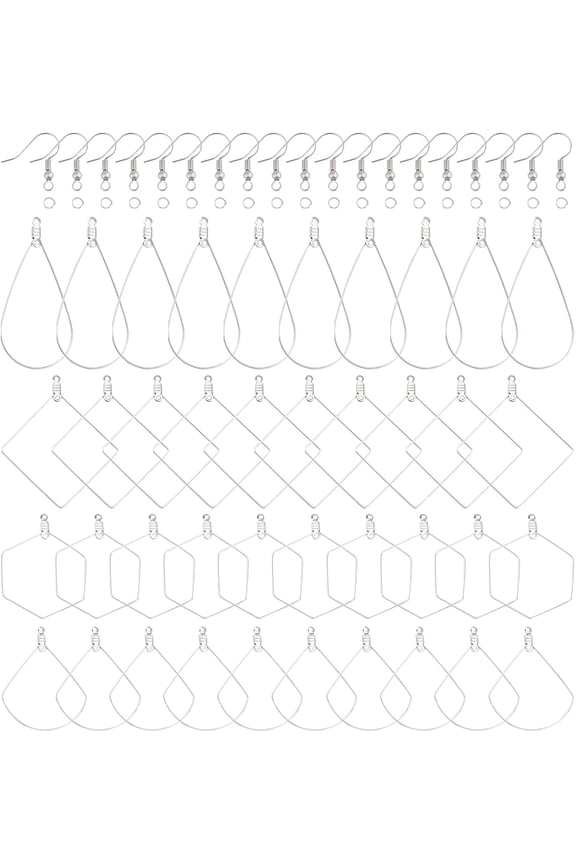 40pcs 4 Mixed Style Hoop Earrings 40pcs Earring Hook with 40pcs Open Jump Rings Hypo-allergenic Earring for DIY Earring Making Stainless Steel Color Material Stainless Steel