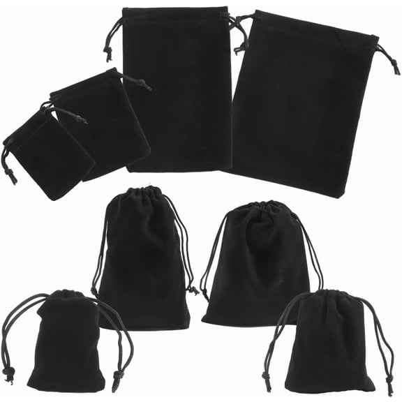 40pcs 4 style Rectangle Velvet Pouches Candy Gift Bags Christmas Party Wedding Favors Bags Black 7~15x5~12cm 10pcs/style