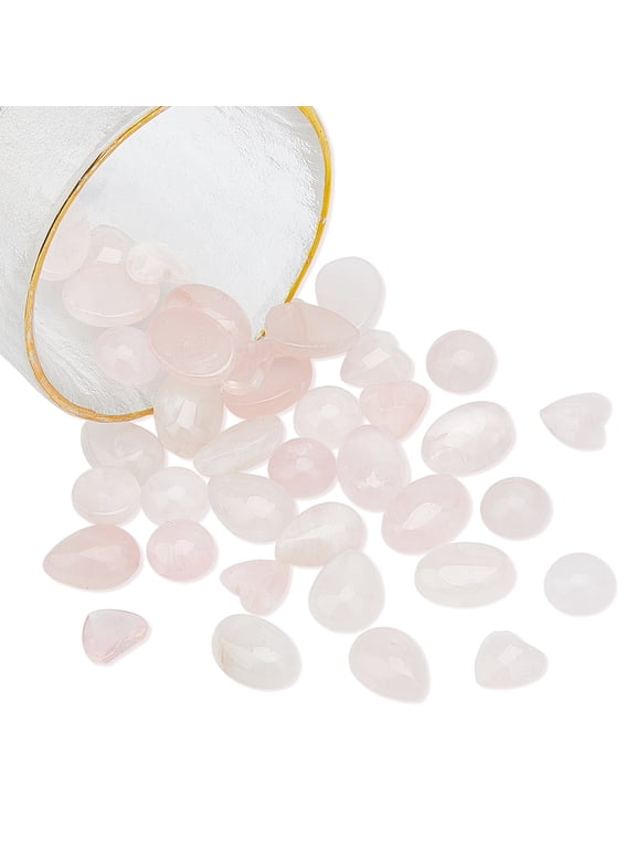 40pcs 4 styles Natural Rose Quartz Gemstone Cabochon Rose Quartz Worry Stones Healing Stone for Necklace Jewelry Making