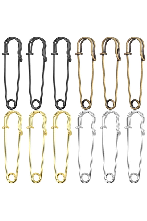 40pcs 5 cm / 2 Inch Metal Large Safety Pins Heavy Duty Blanket Pins Extra Sturdy Safety Pins Bulk for Clothes Blankets Skirts Crafts Kilts Towels Sheets, 4 Colors