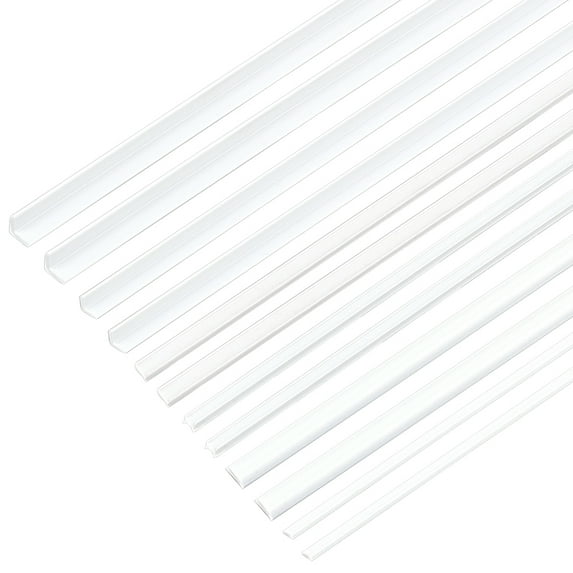 40pcs 6 Styles ABS Plastic Bar Rods White ABS Plastic L-Shaped Tube Hollow Half-Round Tube