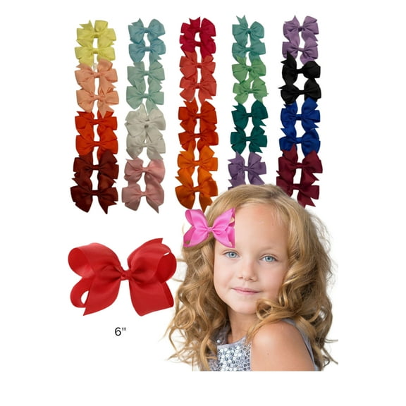 40pcs 6-inch Hair bow Grosgrain Ribbon Alligator Clips Hair Accessories for Girl Toddler Infant Kids Teens Children ( Multicolor)
