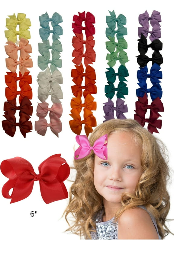 40pcs 6-inch Hair bow Grosgrain Ribbon Alligator Clips Hair Accessories for Girl Toddler Infant Kids Teens Children ( Multicolor)