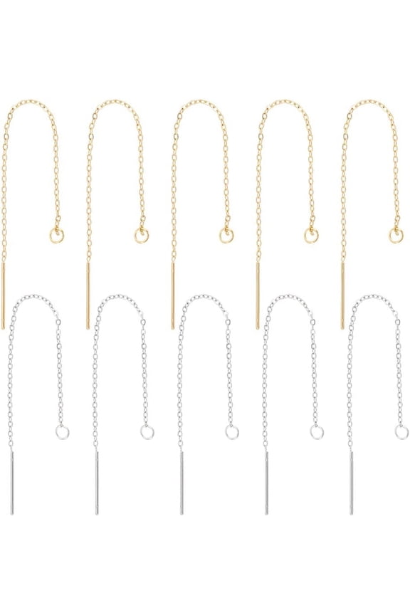 40pcs 90mm 2 Colors Ear Threads Stainless Steel Ear Threads Dangle Earring Long Chain Earrings with Loop