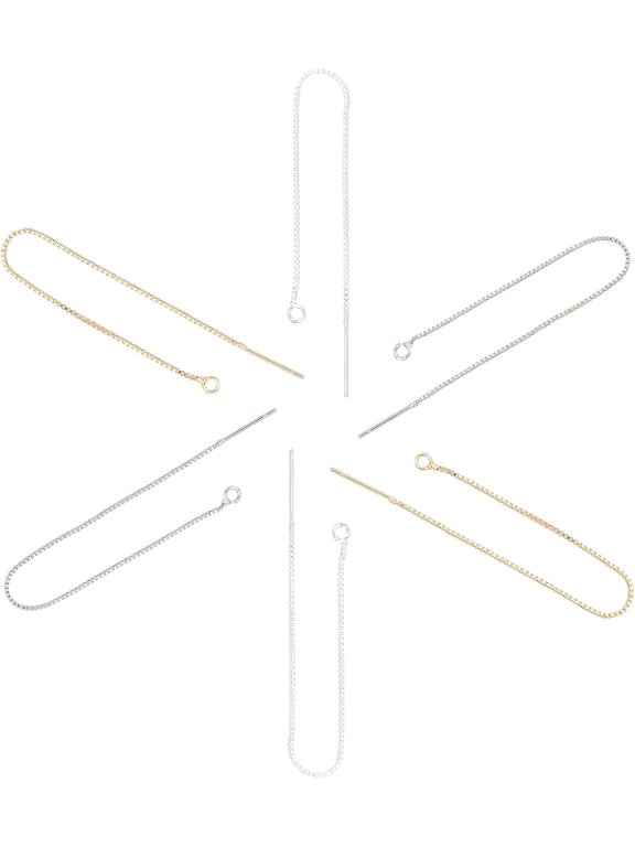 40pcs About 90mm 2 Colors Ear Threads Threader Earrings Stainless Steel Dangling Threads Earring Threader Women Earrings for Jewelry Earring Making 0.8mm Pin