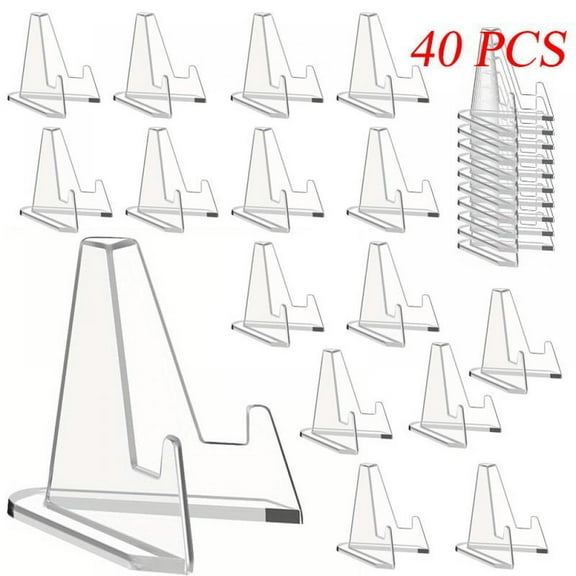 40pcs Acrylic Easel Stands Clear Mini Coin Display Easel Holder - for Sports Cards, PSA Graded Cards, Baseball Cards, and Collectibles - Secure Triangular Design for Home and Commercial Use