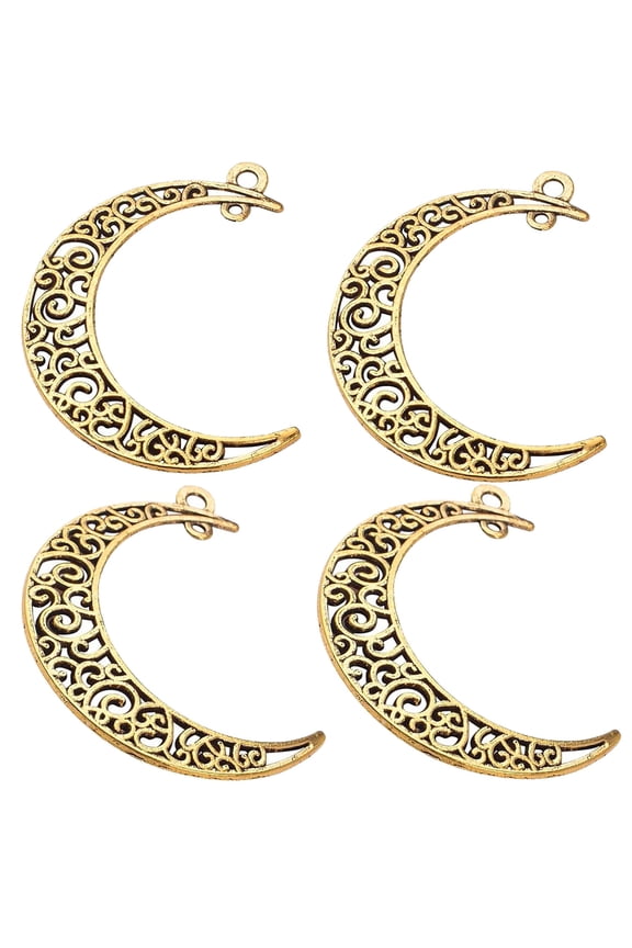 40pcs Antique Golden Hollow Moon Charms Alloy Luna Crescent Symbol Filigree Pendants for DIY Bracelets Necklace Earring Crafts Supplies