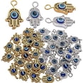 thumbnail image 1 of 40pcs Antique Hamsa Hand Evil Eye Charms Hand of Fatima Pendants Jewelry Findings Accessory for DIY Necklace Bracelet Crafting Supplies,Gold & Silver, 1 of 5