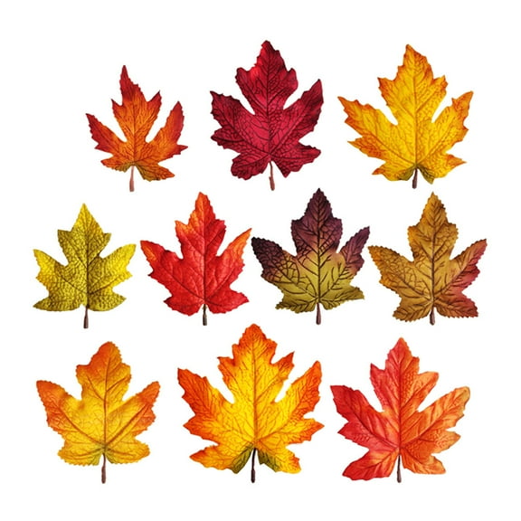 40pcs Artificial Maple Leaf Fall Decorations for Autumn Home Decor, Colorful Faux Leaves in Mixed Shades for Seasonal Display