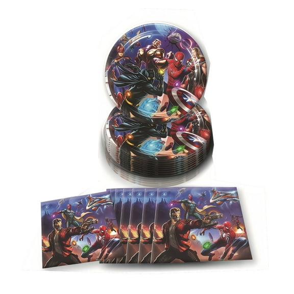 40pcs Avenger Party Supplies Include 20 Plates, 20 Napkins for the Avenger Birthday Party Decoration