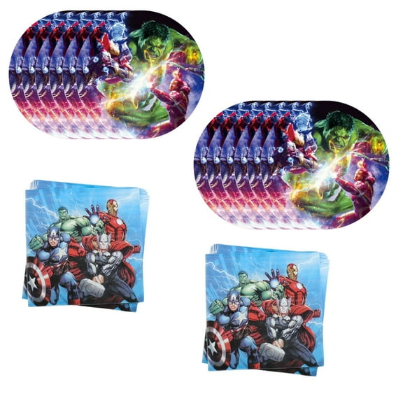 40pcs Avenger Party Supplies Include 20 Plates, 20 Napkins for the Avenger Birthday Party Decoration