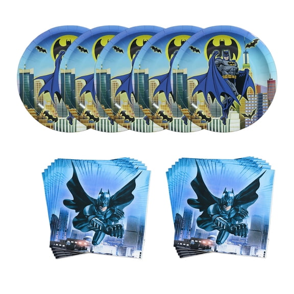 40pcs Batmans Party Supplies Include 20 Plates, 20 Napkins for the Batmans Birthday Party Decoration