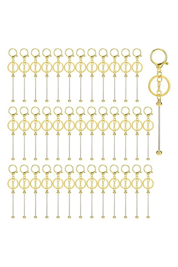 40pcs Beadable Keychain Bars, Metal Beaded Keychain Blank Keychains Key Chain Charms Making Accessories for Craft DIY