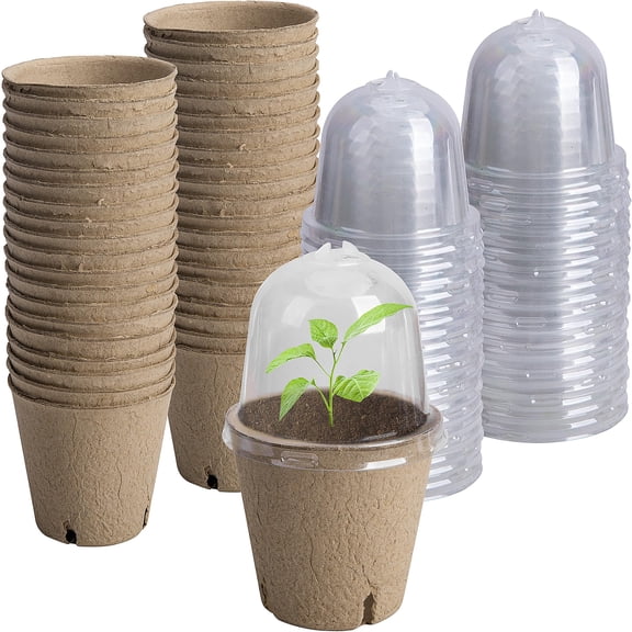 40pcs Biodegradable Seeding Starter Pots with Humidity Dome - 3.1" Peat Pots for Seedlings, Garden Vegetable Flower Germination