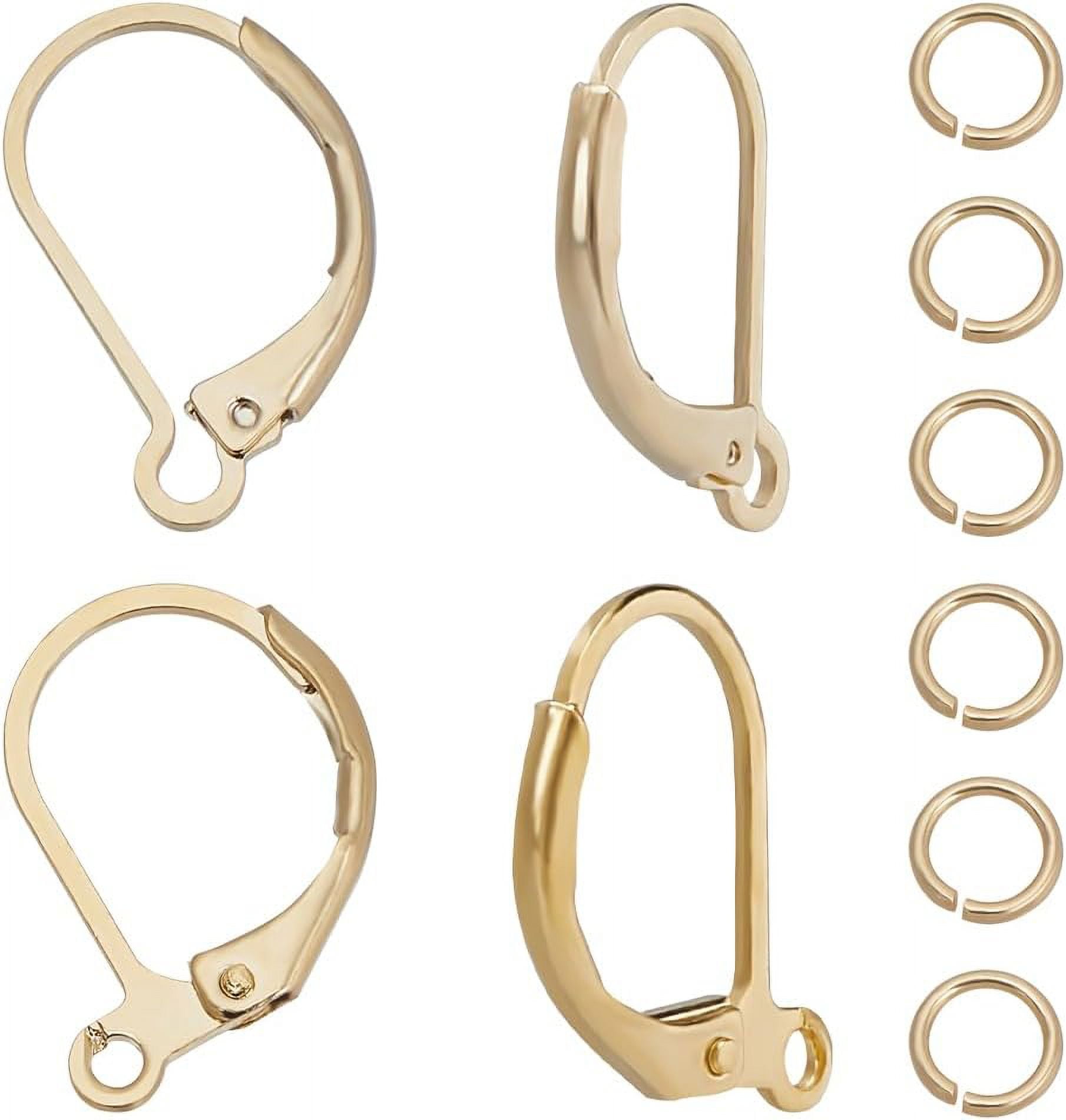 40pcs/Box Sizes 24K Gold Plated Brass Leverback Earring Hooks