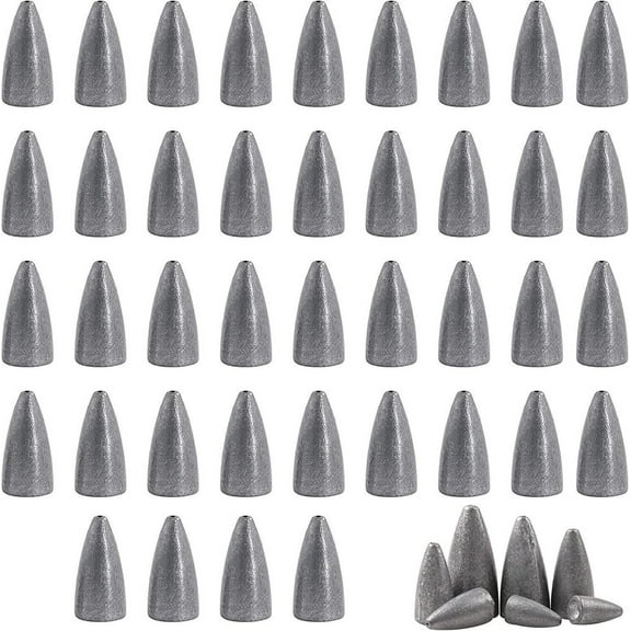 40pcs Bullet Fishing Sinkers Weights Bass Worm Weights Slip Sinker Assorted Set